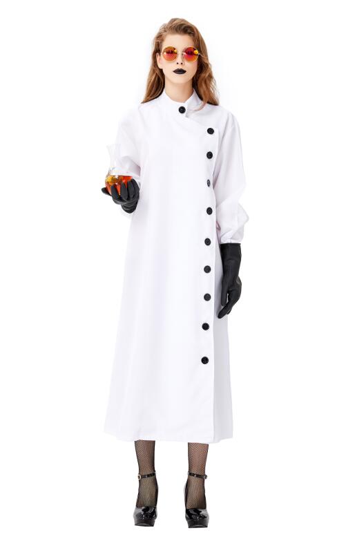 F1937 3pcs Unisex Crazy Scientist White Long Robe Halloween Cosplay Costume